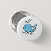 A FRIENDLY WHALE IN HIS SEA Wood Wall Art  Ronde Button 3,2 Cm (Voorkant /achterkant)