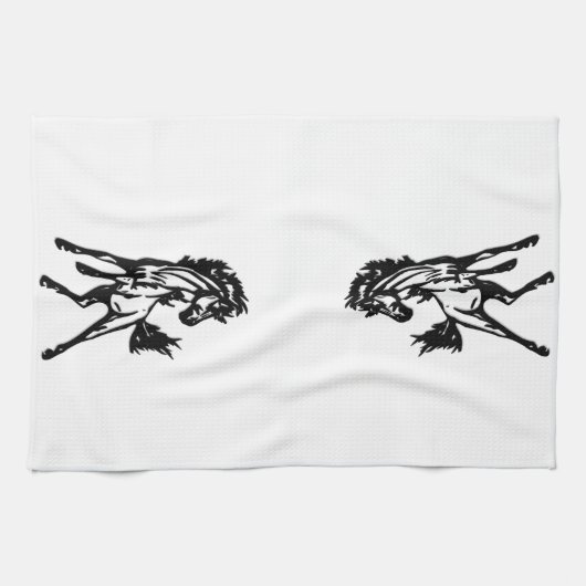 A Frisky Jumping Horse in the Wild Theedoek (Horizontaal)