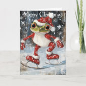 A Frog Ice Skating Feestdagen Kaart (Voorkant)