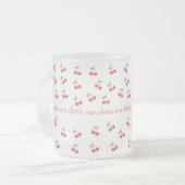 A frosted glass mug with cherry pattern  matglas koffiemok (Voorkant links)