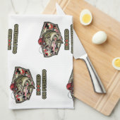 A fun and bold illustration of a cool bass theedoek (Quarter Fold)