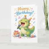 A fun dinosaur singing happy birthday kaart (Voorkant)
