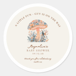 A Fun Little Guy is on the Way Baby Shower  Classi Ronde Sticker