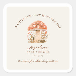 A Fun Little Guy is on the Way Baby Shower  Vierkante Sticker