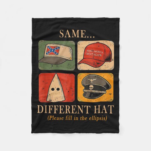 A Fun Puzzle, Same...different Hat,funny Protest T Fleece Deken (Voorkant)