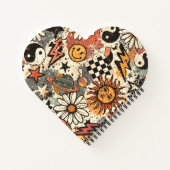 A fun retro 90s pattern featuring cheerful happy f notitieboek (Achterkant)