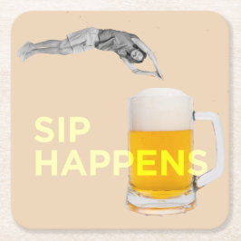 A fun “Sip Happens” coaster Kartonnen Onderzetters