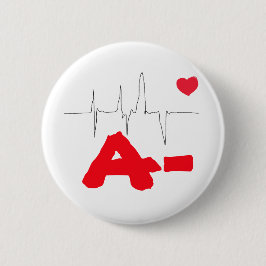 A- Funky Bloedtype Hartslag Knop Ronde Button 5,7 Cm