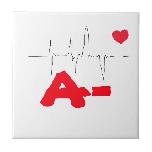 A- Funky Blood Type Heart Rate Medical Tegeltje (Voorkant)
