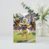 A funny adorable cheerleader duck briefkaart (Staand voorkant)