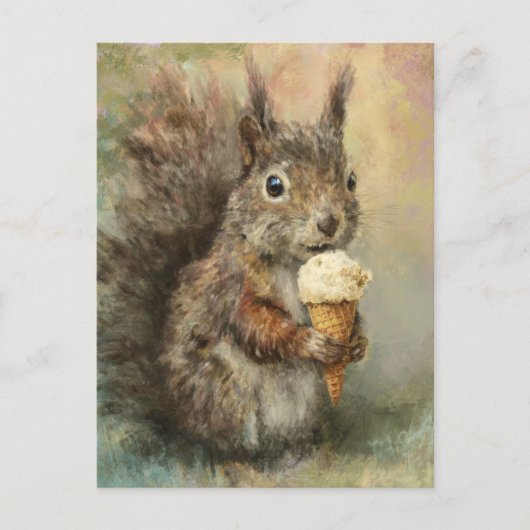 A funny adorable squirrel with icecream cone briefkaart (Voorkant)