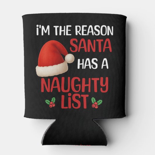 A funny Christmas naughty list design Blikjeskoeler (Achterkant)