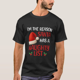 A funny Christmas naughty list design T-shirt