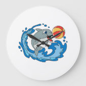 A funny dolphin wall clock as a gift grote klok (Voorkant)