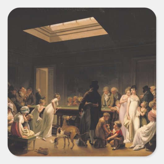 A Game of Billiards, 1807 Vierkante Sticker (Voorkant)