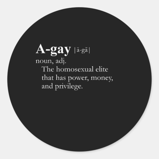 A-Gay (definitie) Ronde Sticker (Voorkant)