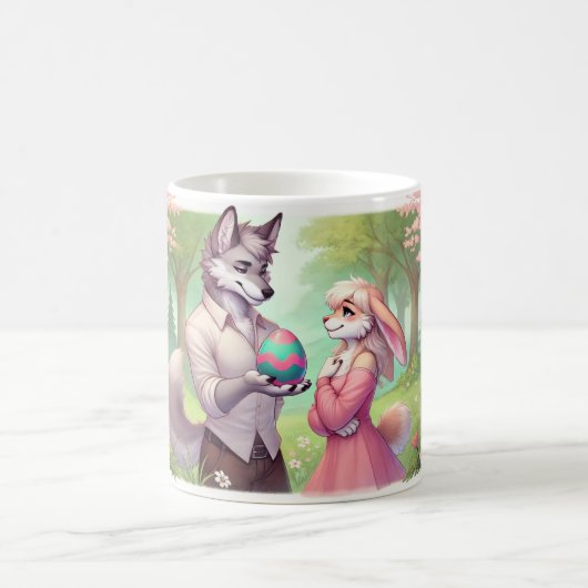 A Gentle Gift – Wolf & Bunny Easter Romance Koffiemok (Center)