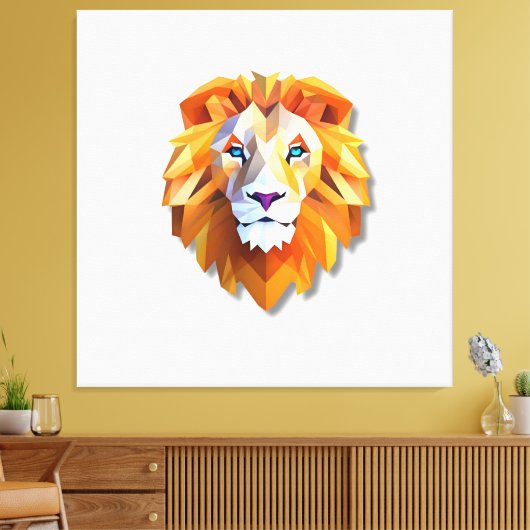 A GEOMETRIC LION Faux Canvas Print (Insitu (Woonkamer))