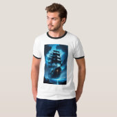 a ghost ship, a pirate ship, a foggy ship, the Fly T-shirt (Voorkant volledig)