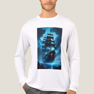 a ghost ship, a pirate ship, a foggy ship, the Fly Tri-Blend Shirt