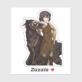 A Girl en haar Dinosaur Sticker