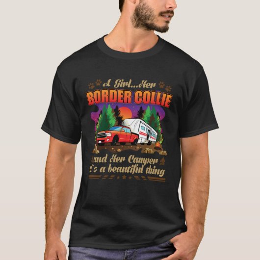 A Girl Her Border Collie and Her Camper Dog T-shirt (Voorkant)