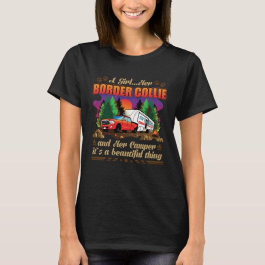 A Girl Her Border Collie and Her Camper Dog T-shirt (Voorkant)