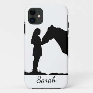 A Girl & Her Horse Love Silhouette Art Customize Case-Mate iPhone Case