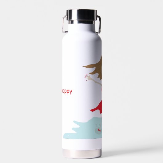 a girl in a red dress bottle happy jumpy waterfles (Voorkant)