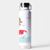 a girl in a red dress bottle happy jumpy waterfles (Achterkant)