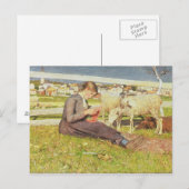 A Girl Knitting, 1888 (olie op doek) Briefkaart (Voorkant / Achterkant)