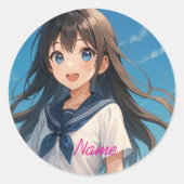 A Girl under the Summer Sky2  Ronde Sticker (Voorkant)