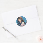 A Girl under the Summer Sky2  Ronde Sticker (Envelop)