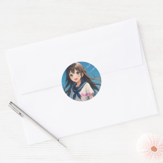 A Girl under the Summer Sky2  Ronde Sticker (Envelop)
