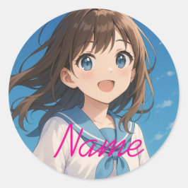 A Girl under the Summer Sky Ronde Sticker