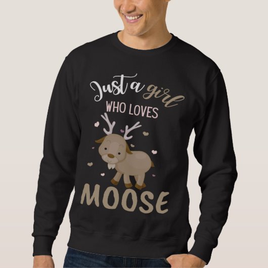 A Girl Who Loves Moose Animal Trui (Voorkant)