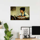 A Girl Writing, Pet Goldfinch by Henriette Browne Poster (Thuiskantoor)