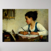 A Girl Writing, Pet Goldfinch by Henriette Browne Poster (Voorkant)