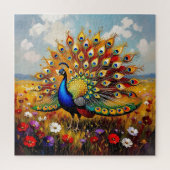 A Gold and Blue Peacock Legpuzzel (Verticaal)