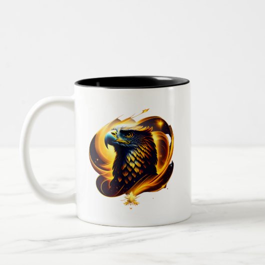 A Gold Eagle Head Tweekleurige Koffiemok (Links)