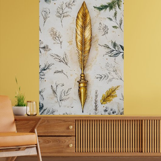 A golden feather or a fancy fountain pen. poster (Woonkamer 2)