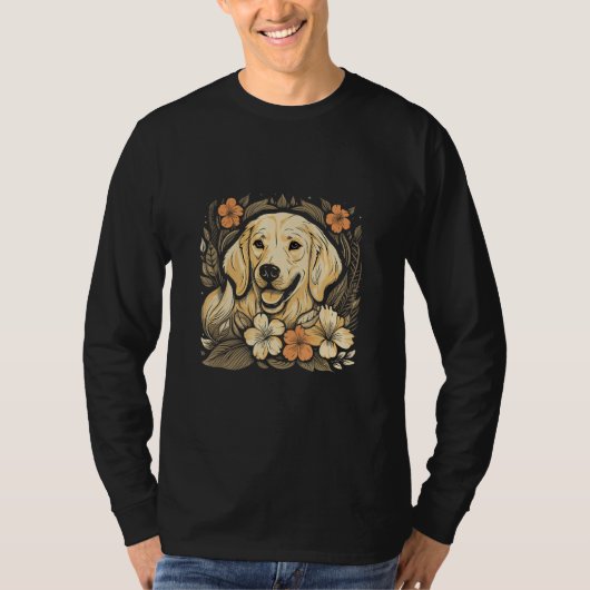 A Golden Retriever surrounded with Lilies illustra T-shirt (Voorkant)