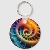 A Golden Spiked mandelbrot Set Fractal Sleutelhanger (Achterkant)