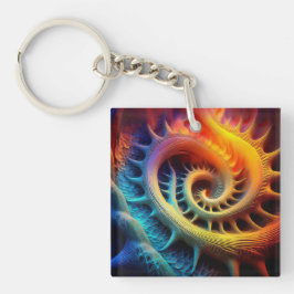 A Golden Spiked mandelbrot Set Fractal Sleutelhanger