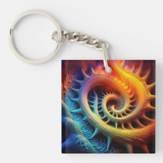 A Golden Spiked mandelbrot Set Fractal Sleutelhanger (voorkant)