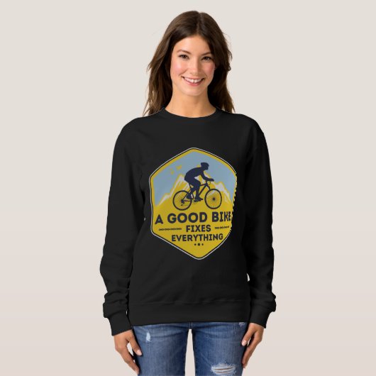 A GOOD BIKE FIXES EVERYTHING  Fun Cyclist Bicycle Trui (Voorkant volledig)