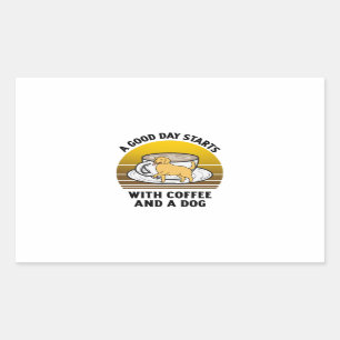 A good day starts with kluis and a dog Retro vint Rechthoekige Sticker