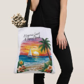 A Gorgeous Sunset At Tropical Beach, Vacation Tote Bag (Dichtbij)