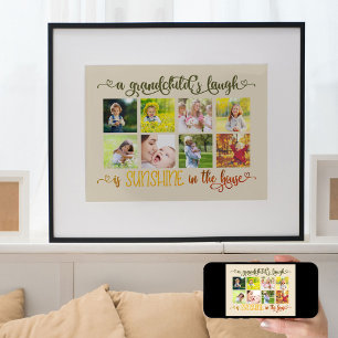A Grandchilds Laugh Quote 8 Photo Collage Almond Poster