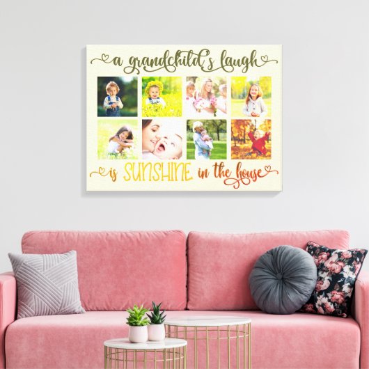 A Grandchilds Laugh Quote - Aangepaste foto Canvas Afdruk (Insitu (Woonkamer))